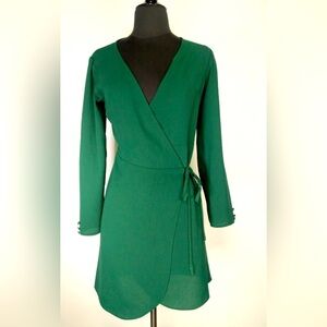 Topshop green mini wrap dress.